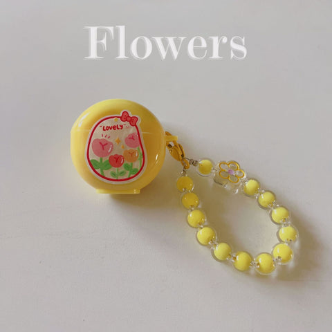 Darrahopens Electronics > Headphones and Earphones > Wireless Headphones & Earbuds Floral patches + yellow base shell + yellow bracelet AirPods 3