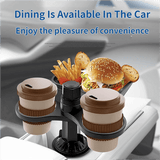 Darrahopens Electronics > Mobile Accessories > Car Mounts 2-in-1 Car Rotating Dinner Tray & Double Cup Holder with Secure Phone Mount - Car Cup Slot Swivel Expander and Snacks & Drinks Organizer