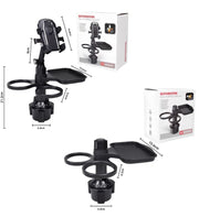 Darrahopens Electronics > Mobile Accessories > Car Mounts 2-Pack (2-in-1 Standard Version & 3-in-1 Pro Phone Mount Version) Car Rotating Dinner Tray & Double Cup Holder with Secure Phone Mount - Car Cup Slot Swivel Expander and Snacks & Drinks Organizer