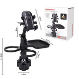 Darrahopens Electronics > Mobile Accessories > Car Mounts 3-in-1 Car Rotating Dinner Tray & Double Cup Holder with Secure Phone Mount - Car Cup Slot Swivel Expander and Snacks & Drinks Organizer
