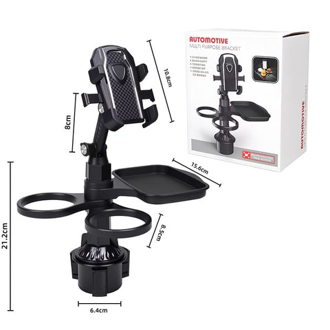 Darrahopens Electronics > Mobile Accessories > Car Mounts 3-in-1 Car Rotating Dinner Tray & Double Cup Holder with Secure Phone Mount - Car Cup Slot Swivel Expander and Snacks & Drinks Organizer