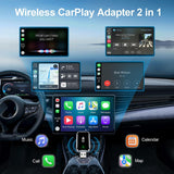 Darrahopens Electronics > Mobile Accessories > Car Mounts Wireless CarPlay Adapter 2-in-1 for iPhone & Android – Bluetooth 5.0 USB Dongle with OTA Update and Voice Control (Black)
