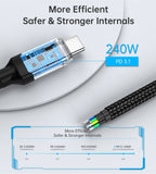 Darrahopens Electronics > Mobile Accessories CHOETECH XCC-1040 USB-C M to M 240W Super Fast Speed Gen3 Cable 1.2M