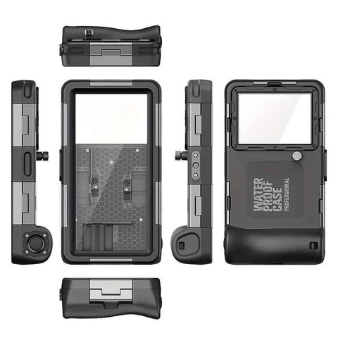 Darrahopens Electronics > Mobile Accessories > Phone Cases & Screen Protectors 15m Waterproof Phone Case for Diving & Surfing - 1 Hour Underwater Shooting, Dual Seal, Zinc Alloy Buckle, Fits iPhone Samsung Xiaomi up to 6.9 Inch(black+black)