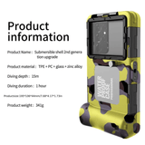 Darrahopens Electronics > Mobile Accessories > Phone Cases & Screen Protectors 15m Waterproof Phone Case for Diving & Surfing - 1 Hour Underwater Shooting, Dual Seal, Zinc Alloy Buckle, Fits iPhone Samsung Xiaomi up to 6.9 Inch(Camouflage yellow+black)