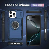 Darrahopens Electronics > Mobile Accessories > Phone Cases & Screen Protectors 2-in-1 Magnetic Sliding Lens Case, Blue for iPhone 16 Pro Max