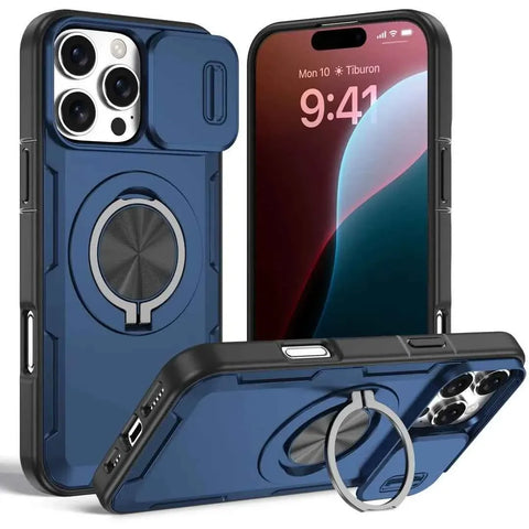 Darrahopens Electronics > Mobile Accessories > Phone Cases & Screen Protectors 2-in-1 Magnetic Sliding Lens Case, Blue for iPhone 16 Pro Max