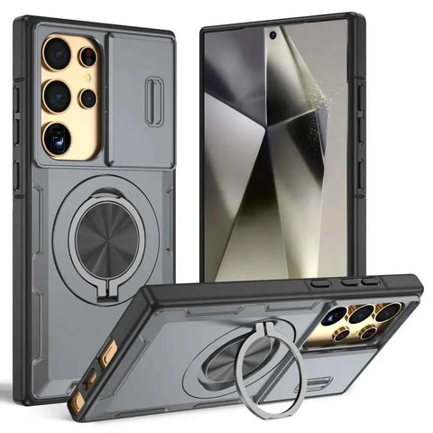 Darrahopens Electronics > Mobile Accessories > Phone Cases & Screen Protectors 2-in-1 Magnetic Sliding Lens Case, Grey for Samsung S24Ultra