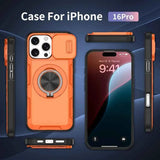 Darrahopens Electronics > Mobile Accessories > Phone Cases & Screen Protectors 2-in-1 Magnetic Sliding Lens Case, Orange for iPhone 16 Pro