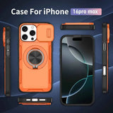 Darrahopens Electronics > Mobile Accessories > Phone Cases & Screen Protectors 2-in-1 Magnetic Sliding Lens Case, Orange for iPhone 16 Pro Max