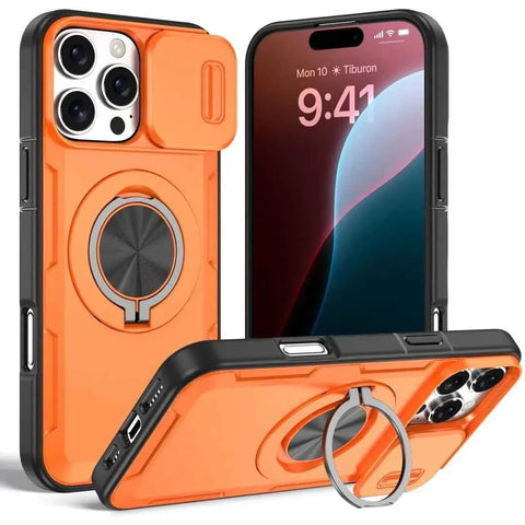 Darrahopens Electronics > Mobile Accessories > Phone Cases & Screen Protectors 2-in-1 Magnetic Sliding Lens Case, Orange for iPhone 16 Pro Max