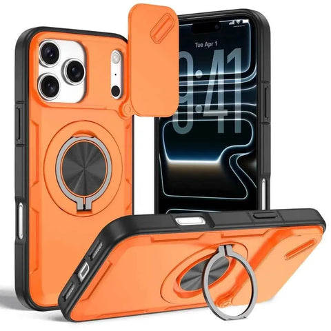 Darrahopens Electronics > Mobile Accessories > Phone Cases & Screen Protectors 2-in-1 Magnetic Sliding Lens Case, Orange for iPhone 17 Pro