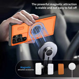 Darrahopens Electronics > Mobile Accessories > Phone Cases & Screen Protectors 2-in-1 Magnetic Sliding Lens Case, Orange for Samsung S23Ultra