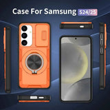 Darrahopens Electronics > Mobile Accessories > Phone Cases & Screen Protectors 2-in-1 Magnetic Sliding Lens Case, Orange for Samsung S24