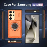 Darrahopens Electronics > Mobile Accessories > Phone Cases & Screen Protectors 2-in-1 Magnetic Sliding Lens Case, Orange for Samsung S24Ultra