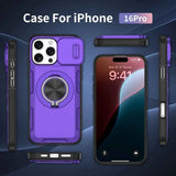 Darrahopens Electronics > Mobile Accessories > Phone Cases & Screen Protectors 2-in-1 Magnetic Sliding Lens Case, Purple for iPhone 16 Pro