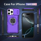Darrahopens Electronics > Mobile Accessories > Phone Cases & Screen Protectors 2-in-1 Magnetic Sliding Lens Case, Purple for iPhone 16 Pro Max
