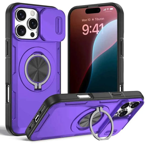 Darrahopens Electronics > Mobile Accessories > Phone Cases & Screen Protectors 2-in-1 Magnetic Sliding Lens Case, Purple for iPhone 16 Pro Max
