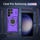 Darrahopens Electronics > Mobile Accessories > Phone Cases & Screen Protectors 2-in-1 Magnetic Sliding Lens Case, Purple for Samsung S23Ultra