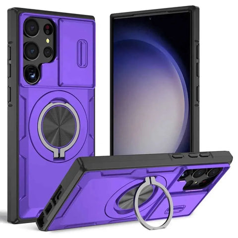 Darrahopens Electronics > Mobile Accessories > Phone Cases & Screen Protectors 2-in-1 Magnetic Sliding Lens Case, Purple for Samsung S23Ultra