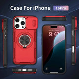 Darrahopens Electronics > Mobile Accessories > Phone Cases & Screen Protectors 2-in-1 Magnetic Sliding Lens Case, Red for iPhone 16 Pro