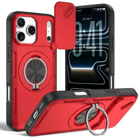 Darrahopens Electronics > Mobile Accessories > Phone Cases & Screen Protectors 2-in-1 Magnetic Sliding Lens Case, Red for iPhone 17 Pro