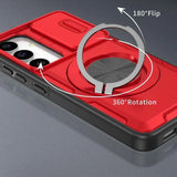 Darrahopens Electronics > Mobile Accessories > Phone Cases & Screen Protectors 2-in-1 Magnetic Sliding Lens Case, Red for Samsung S24