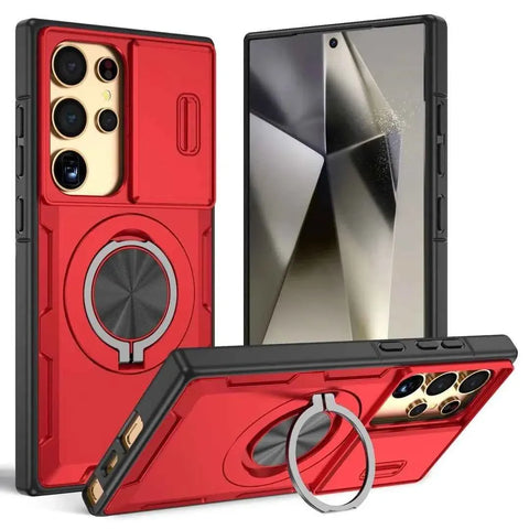 Darrahopens Electronics > Mobile Accessories > Phone Cases & Screen Protectors 2-in-1 Magnetic Sliding Lens Case, Red for Samsung S24Ultra