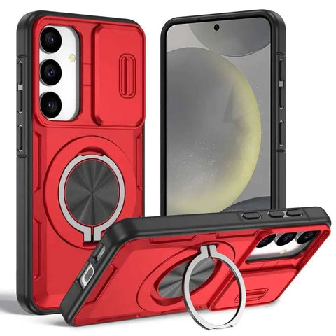 Darrahopens Electronics > Mobile Accessories > Phone Cases & Screen Protectors 2-in-1 Magnetic Sliding Lens Case, Red for Samsung S25