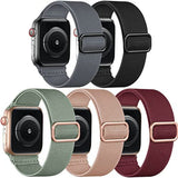 Darrahopens Electronics > Mobile Accessories > Phone Cases & Screen Protectors 5-pack Nylon Stretch Band Compatible with Apple Watch 42mm 44mm 45mm Women Men, Fabric Elastic Bracelet Solo Loop Band for iWat—max