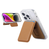 Darrahopens Electronics > Mobile Accessories > Phone Cases & Screen Protectors Brown Slim Magnetic Card Holder Wallet with Adjustable Kickstand - MagSafe Compatible