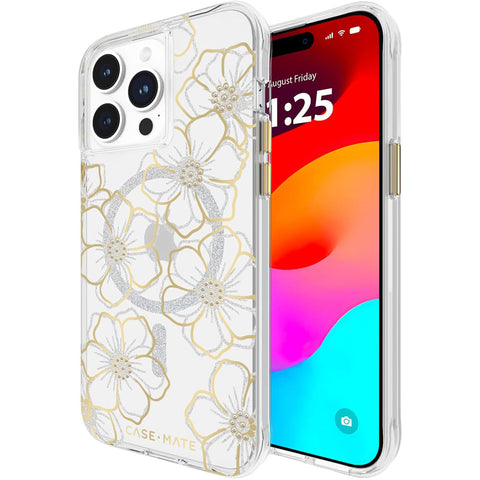 Darrahopens Electronics > Mobile Accessories > Phone Cases & Screen Protectors Case-Mate Floral Gems MagSafe Case For iPhone 15 Pro Max - Gold