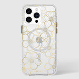 Darrahopens Electronics > Mobile Accessories > Phone Cases & Screen Protectors Case-Mate Floral Gems MagSafe Case For iPhone 15 Pro Max - Gold