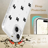 Darrahopens Electronics > Mobile Accessories > Phone Cases & Screen Protectors Compatible with iPhone 15 Plus, Bling Glitter 3D Bowknot Phone Case Cute Sparkly Crystal Clear Bowknot Slim Soft Durable Protective Case Black iPhone 15 Plus