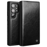 Darrahopens Electronics > Mobile Accessories > Phone Cases & Screen Protectors Compatible with Samsung Galaxy S24 Ultra Mobile Case Wallet Case Flip Stand Phone Protection Genuine Leather Black