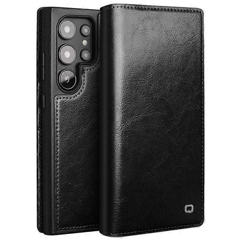 Darrahopens Electronics > Mobile Accessories > Phone Cases & Screen Protectors Compatible with Samsung Galaxy S24 Ultra Mobile Case Wallet Case Flip Stand Phone Protection Genuine Leather Black
