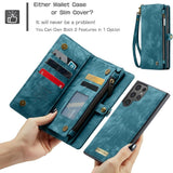 Darrahopens Electronics > Mobile Accessories > Phone Cases & Screen Protectors Detachable 2-in-1 Wallet Case for iPhone16, Samsung with Card Holder, Retro Premium Flip Leather Case Magnetic Zipper Pocket Mobile Phone Case Dark Pink iPhone16 Plus