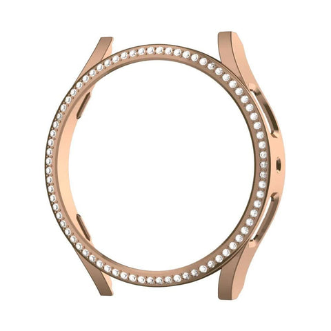 Darrahopens Electronics > Mobile Accessories > Phone Cases & Screen Protectors Diamond-Coated Rose Gold Case with PC Single Row Protection Compatible with Samsung Galaxy Watch 6 5 4 40mm