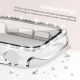 Darrahopens Electronics > Mobile Accessories > Phone Cases & Screen Protectors Diamond Glass Bling Bumper Case with Screen Protector Compatible with Apple Watch Series 9 8 7 6 SE 3 45mm 44mm 42mm 41mm 40mm 38mm Red