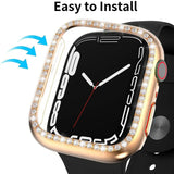Darrahopens Electronics > Mobile Accessories > Phone Cases & Screen Protectors Diamond Glass Bling Bumper Case with Screen Protector Compatible with Apple Watch Series 9 8 7 6 SE 3 45mm 44mm 42mm 41mm 40mm 38mm Red