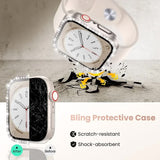 Darrahopens Electronics > Mobile Accessories > Phone Cases & Screen Protectors Diamond Glass Bling Bumper Case with Screen Protector Compatible with Apple Watch Series 9 8 7 6 SE 3 45mm 44mm 42mm 41mm 40mm 38mm Red