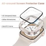 Darrahopens Electronics > Mobile Accessories > Phone Cases & Screen Protectors Diamond Glass Bling Bumper Case with Screen Protector Compatible with Apple Watch Series 9 8 7 6 SE 3 45mm 44mm 42mm 41mm 40mm 38mm Red