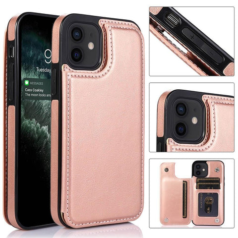 Darrahopens Electronics > Mobile Accessories > Phone Cases & Screen Protectors iPhone 12 - Practical and stylish case with card holder Rose gold