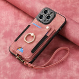 Darrahopens Electronics > Mobile Accessories > Phone Cases & Screen Protectors iPhone 13 Pro Leather Case Brown RFID Anti-Theft Swipe Loop Buckle with Card Holder and Leather Lanyard