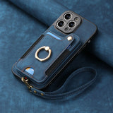 Darrahopens Electronics > Mobile Accessories > Phone Cases & Screen Protectors iPhone 13 Pro Leather Case Brown RFID Anti-Theft Swipe Loop Buckle with Card Holder and Leather Lanyard
