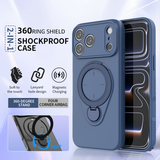 Darrahopens Electronics > Mobile Accessories > Phone Cases & Screen Protectors Magnetic Shockproof Phone Case with 360-Degree Rotating Ring Stand and Wireless Charging Support for iPhone 17 Pro – Slim Protective Cover Designed for Home Use, Office Work, Travel, Commuting and Everyday On-the-Go Lifestyle (Grey)