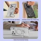 Darrahopens Electronics > Mobile Accessories > Phone Cases & Screen Protectors Magnetic Shockproof Phone Case with 360-Degree Rotating Ring Stand and Wireless Charging Support for iPhone 17 Pro – Slim Protective Cover Designed for Home Use, Office Work, Travel, Commuting and Everyday On-the-Go Lifestyle (Grey)