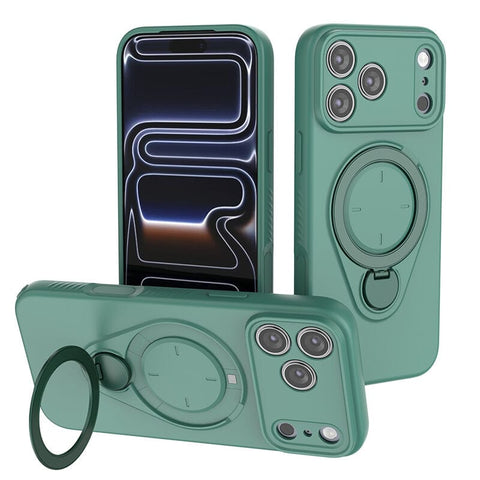 Darrahopens Electronics > Mobile Accessories > Phone Cases & Screen Protectors Magnetic Shockproof Phone Case with 360-Degree Rotating Ring Stand and Wireless Charging Support for iPhone 17 Pro – Slim Protective Cover Designed for Home Use, Office Work, Travel, Commuting and Everyday On-the-Go Lifestyle (Green)