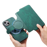 Darrahopens Electronics > Mobile Accessories > Phone Cases & Screen Protectors Magnetic Two-in-one Separation Phone Case with Card Holder RFID Anti-theft Compatible with iPhone 15 Green