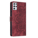 Darrahopens Electronics > Mobile Accessories > Phone Cases & Screen Protectors Mandala Embossed Retro Frosted Leather Phone Case Red For Samsung Galaxy S21 Ultra 5G